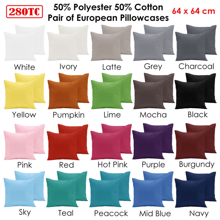 Translation missing: en.Pair of  280TC Polyester Cotton European Pillowcases Pink