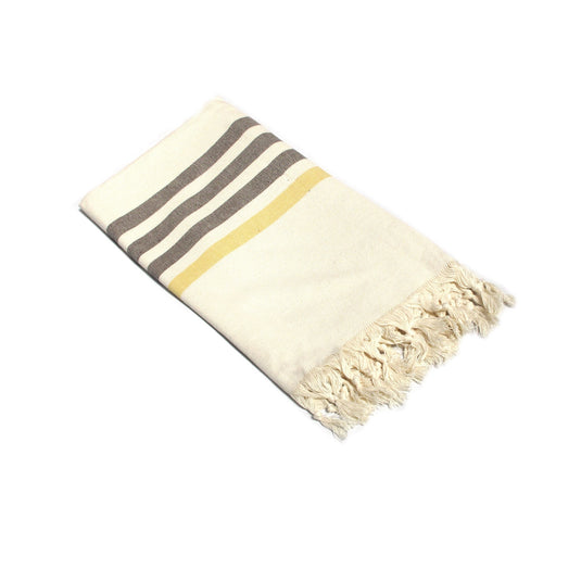 Translation missing: en.Fringe Turkish Towel Wide Stripes Chocolate Yellow