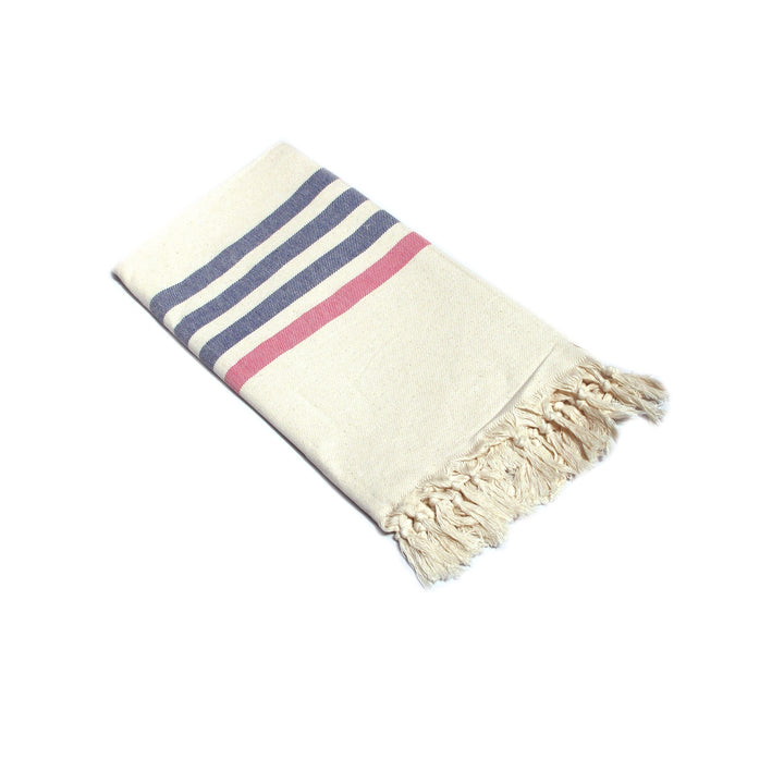 Translation missing: en.Fringe Turkish Towel Wide Stripes Navy Pink