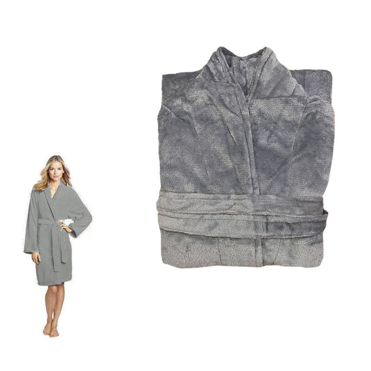 Translation missing: en.190GSM Ultra Soft Plush Fleece Bath Robe Grey M