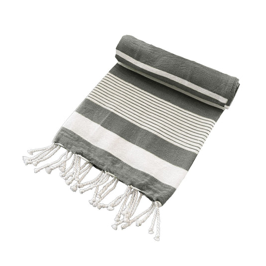 Translation missing: en.Cotton Rich Large Turkish Beach Towel with Tassels 80cm x 155cm Black