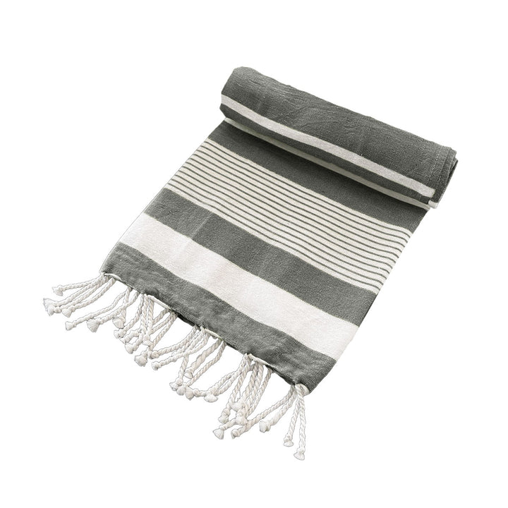 Translation missing: en.Cotton Rich Large Turkish Beach Towel with Tassels 80cm x 155cm Black