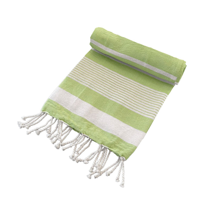 Translation missing: en.Cotton Rich Large Turkish Beach Towel with Tassels 80cm x 155cm Green