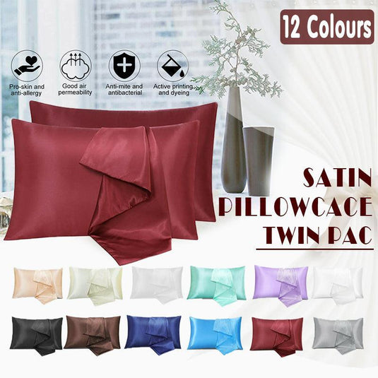Translation missing: en.2 Pack Satin Pillowcases Luxury Soft Cushion Covers Bedroom Home Decor - Light Orange