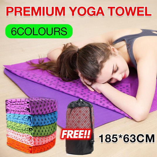 Translation missing: en.Non Slip Yoga Towel Mat Microfiber Fitness Gym Exercise Blanket with Carry Bag - Light Purple