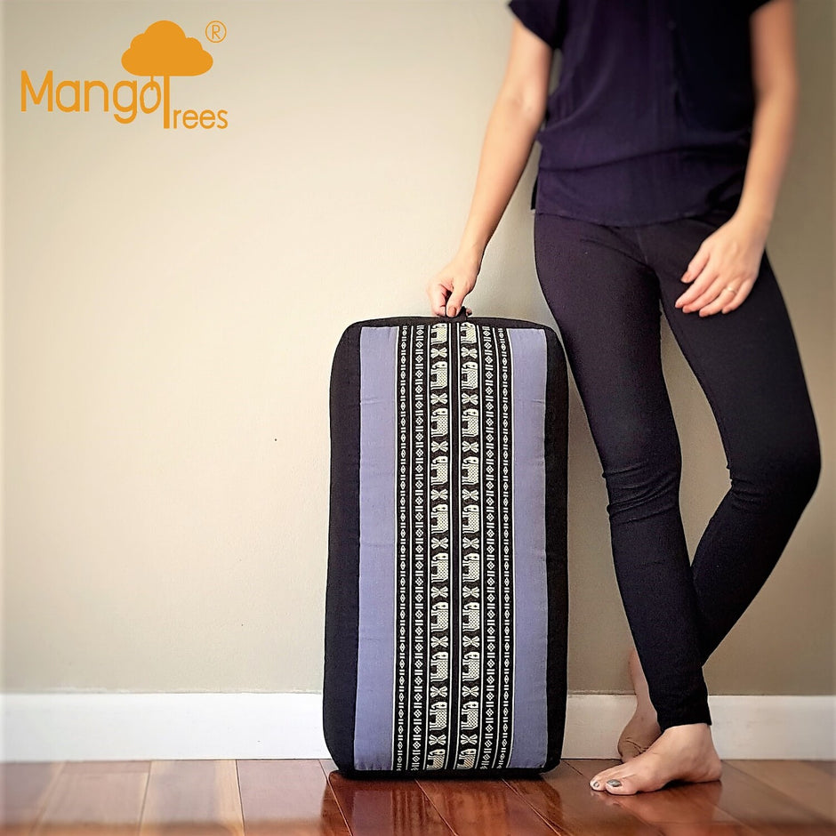 Translation missing: en.Oblong Meditation Cushion/ Yoga Bolster Prop Kapok Filled BlueEle