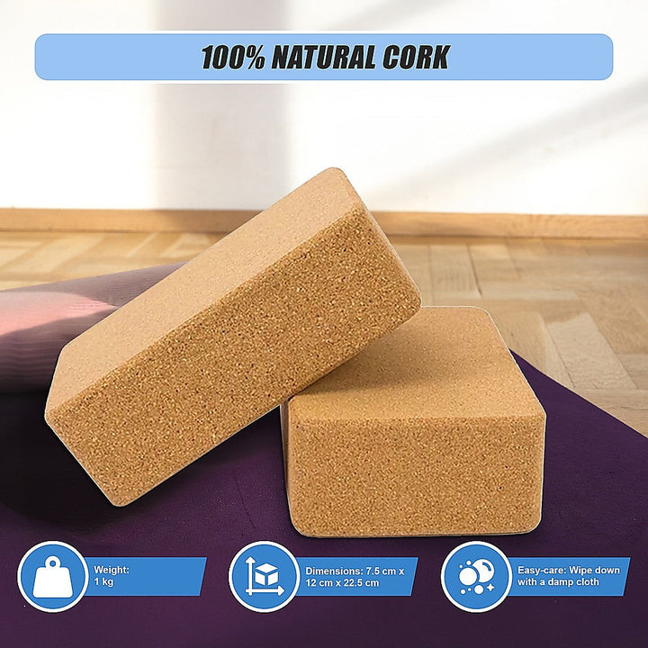 Translation missing: en.2 x Cork Yoga Block Organic Yoga Prop Accessory Exercise Brick