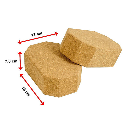 Translation missing: en.Natural Cork Octagon Yoga Blocks Brick Exercise 2 pcs Set Eco Non-Slip
