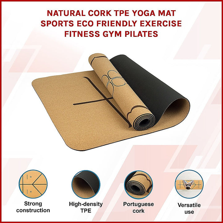 Translation missing: en.Natural Cork TPE Yoga Mat Sports Eco Friendly Exercise Fitness Gym Pilates