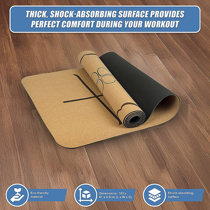 Translation missing: en.Natural Cork TPE Yoga Mat Sports Eco Friendly Exercise Fitness Gym Pilates