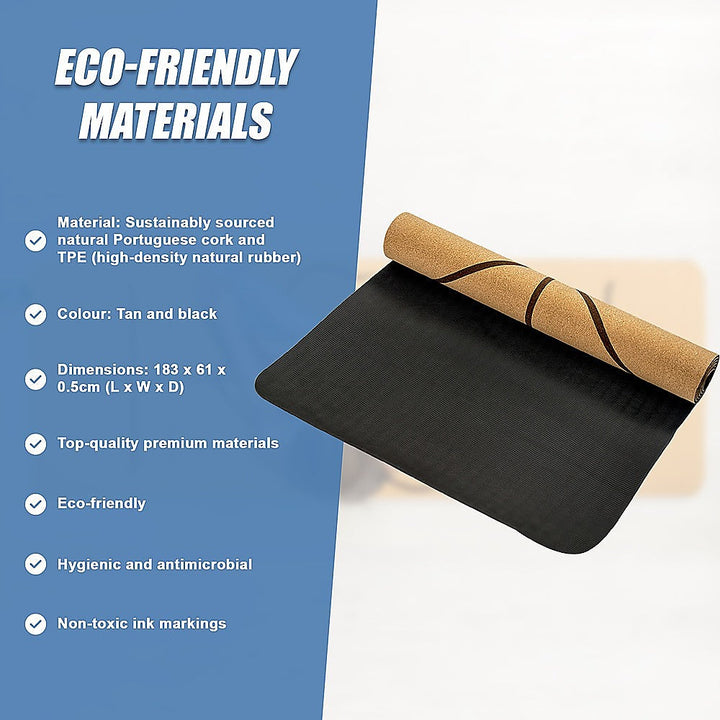 Translation missing: en.Natural Cork TPE Yoga Mat Sports Eco Friendly Exercise Fitness Gym Pilates
