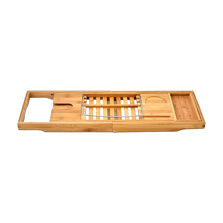 Translation missing: en.Bathroom Bamboo Bath Caddy Wine Glass Holder Table Tray Bathtub Rack Soap Shelf