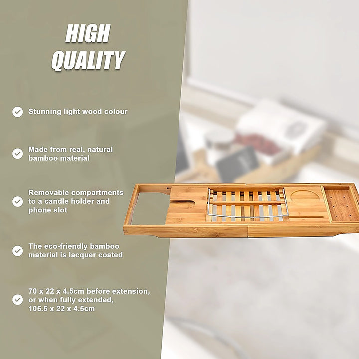 Translation missing: en.Bathroom Bamboo Bath Caddy Wine Glass Holder Table Tray Bathtub Rack Soap Shelf