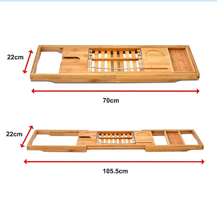 Translation missing: en.Bathroom Bamboo Bath Caddy Wine Glass Holder Table Tray Bathtub Rack Soap Shelf