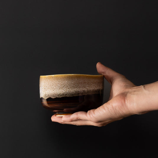 Translation missing: en.Matcha Tea Bowl 11cm Brown with Milky White