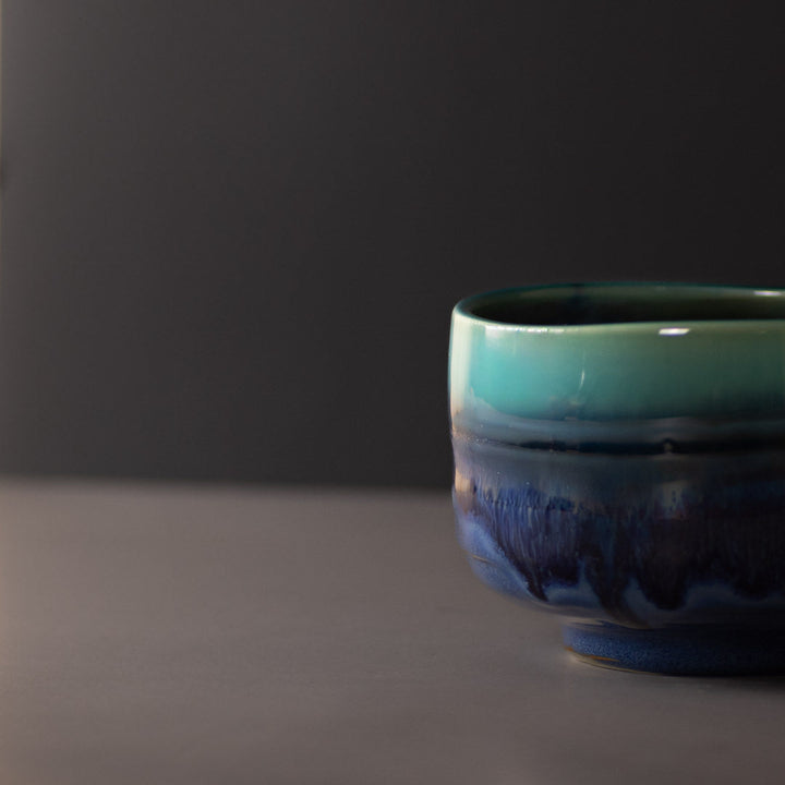 Translation missing: en.Matcha Tea Bowl 11.5cm Turquoise Drip