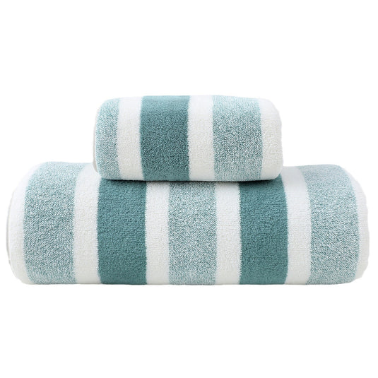 Translation missing: en.Luxury Cotton Green Wide Stripe Towel Set - 6 Piece Set (2 Hand Towels, 2 Bath Towels, 2 Washcloths), Ultra Soft and Absorbent
