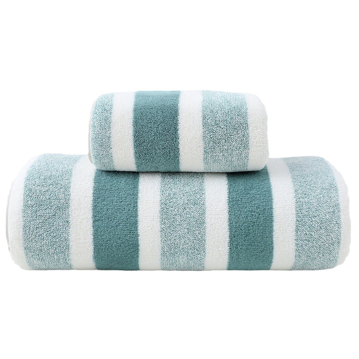 Translation missing: en.Luxury Cotton Green Wide Stripe Towel Set - 6 Piece Set (2 Hand Towels, 2 Bath Towels, 2 Washcloths), Ultra Soft and Absorbent