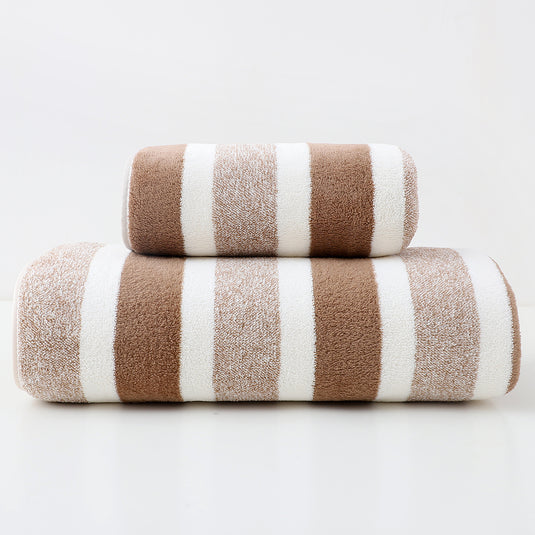 Translation missing: en.Luxury Cotton Brown Wide Stripe Towel Set - 6 Piece Set (2 Hand Towels, 2 Bath Towels, 2 Washcloths), Ultra Soft and Absorbent