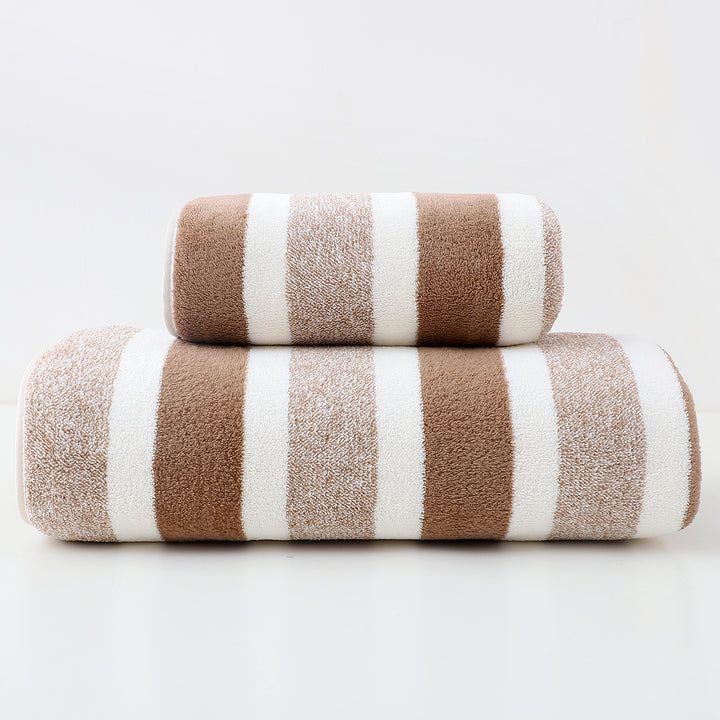 Translation missing: en.Luxury Cotton Brown Wide Stripe Towel Set - 6 Piece Set (2 Hand Towels, 2 Bath Towels, 2 Washcloths), Ultra Soft and Absorbent