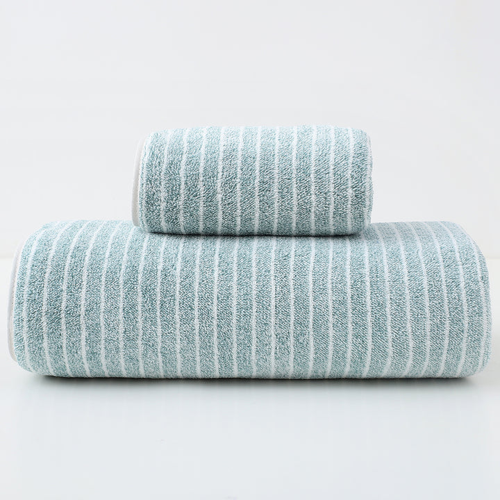 Translation missing: en.Luxury Cotton Striped Towel Set - 6 Piece Set (2 Hand Towels, 2 Bath Towels, 2 Washcloths), Ultra Soft and Absorbent  (Green)