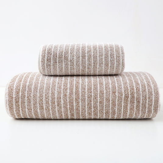 Translation missing: en.Luxury Cotton Striped Towel Set - 6 Piece Set (2 Hand Towels, 2 Bath Towels, 2 Washcloths), Ultra Soft and Absorbent  (Brown)
