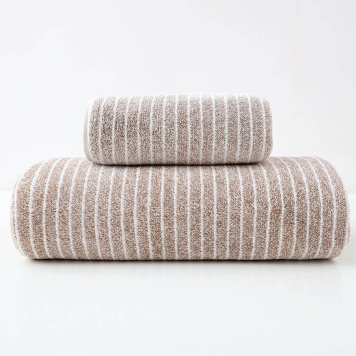 Translation missing: en.Luxury Cotton Striped Towel Set - 6 Piece Set (2 Hand Towels, 2 Bath Towels, 2 Washcloths), Ultra Soft and Absorbent  (Brown)