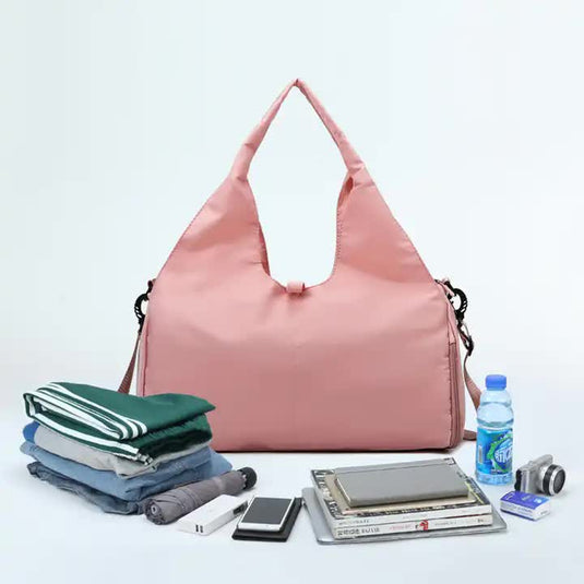 Translation missing: en.Grey Oxford Fabric Women's Shoulder Bag, Large Capacity Yoga &amp; Gym Bag with Separate Shoe Compartment - Stylish &amp; Functional Sport Bag