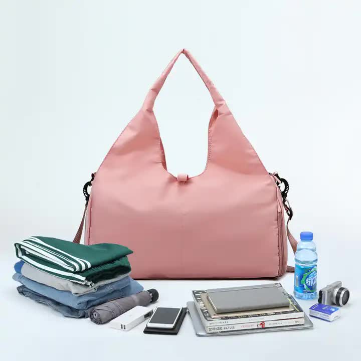 Translation missing: en.Black Oxford Fabric Women's Shoulder Bag, Large Capacity Yoga &amp; Gym Bag with Separate Shoe Compartment - Stylish &amp; Functional Sport Bag