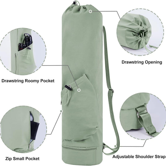 Translation missing: en.Black Durable Yoga Mat Carry Bag – Multi-Functional Fitness Backpack with Wet Pocket(Mugs are filming props, not included)