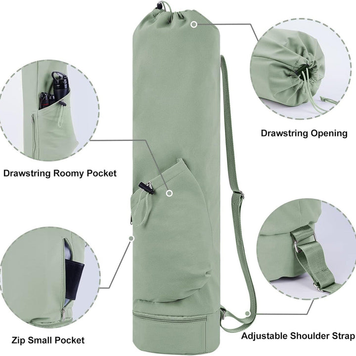 Translation missing: en.Black Durable Yoga Mat Carry Bag – Multi-Functional Fitness Backpack with Wet Pocket(Mugs are filming props, not included)