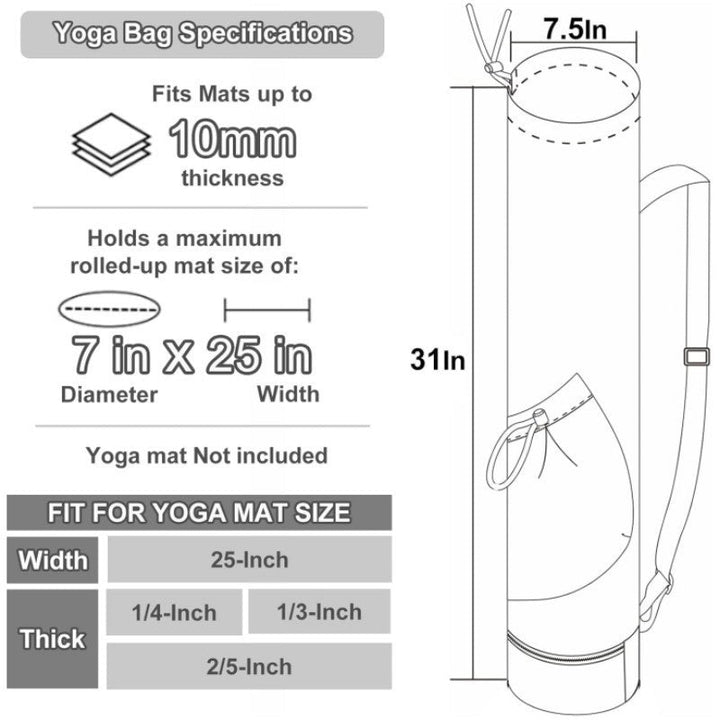 Translation missing: en.Black Durable Yoga Mat Carry Bag – Multi-Functional Fitness Backpack with Wet Pocket(Mugs are filming props, not included)