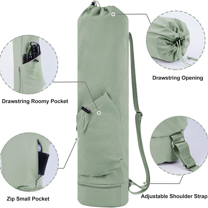 Translation missing: en.Beige Durable Yoga Mat Carry Bag - Multi-Functional Fitness Backpack with Wet Pocket(Mugs are filming props, not included)