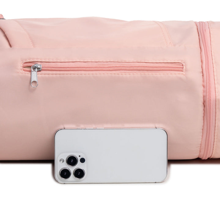 Translation missing: en.Pink Durable Yoga Mat Carry Bag - Multi-Functional Fitness Backpack with Wet Pocket(Mugs are filming props, not included)