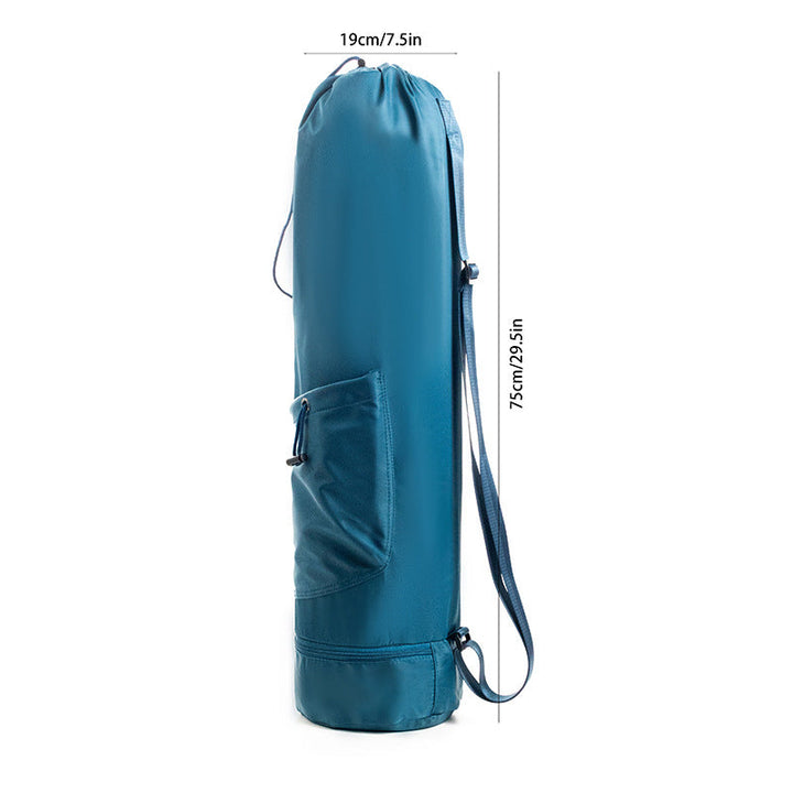 Translation missing: en.Dark Blue Durable Yoga Mat Carry Bag - Multi-Functional Fitness Backpack with Wet Pocket(Mugs are filming props, not included)