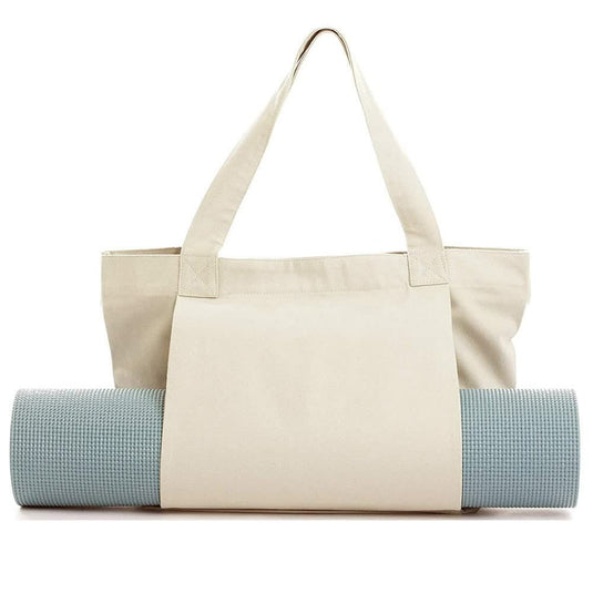 Translation missing: en.Khaki Yoga Mat Tote Bag - Multi-Purpose Gym Bag with Yoga Mat Holder