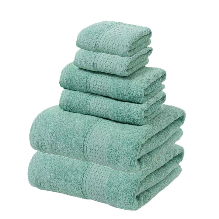 Translation missing: en.Green Blue Luxury 6-Piece 100% Cotton Towel Set - 2 Bath Towels, 2 Hand Towels, 2 Face Towels