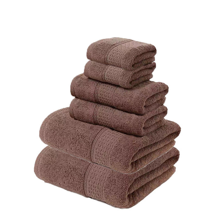 Translation missing: en.Brown Luxury 6-Piece 100% Cotton Towel Set - 2 Bath Towels, 2 Hand Towels, 2 Face Towels