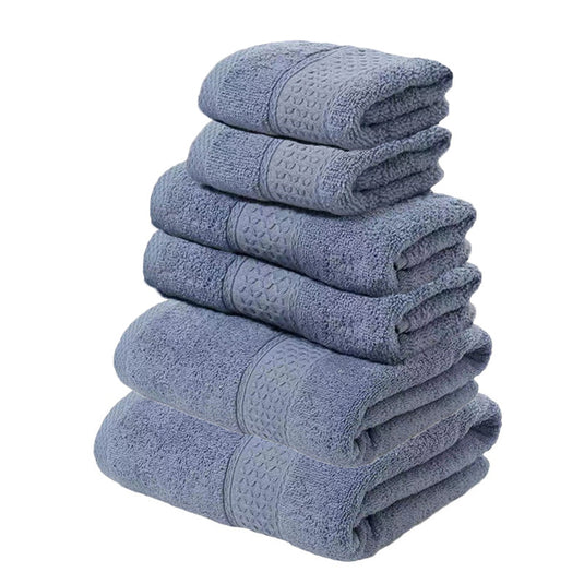 Translation missing: en.Grey Blue Luxury 6-Piece 100% Cotton Towel Set - 2 Bath Towels, 2 Hand Towels, 2 Face Towels