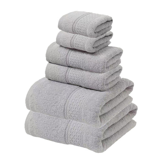 Translation missing: en.Light Grey Luxury 6-Piece 100% Cotton Towel Set - 2 Bath Towels, 2 Hand Towels, 2 Face Towels