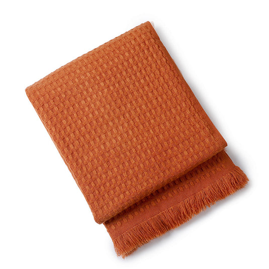 Translation missing: en.130*230CM Caramel Nordic Solid Color Knitted Sofa Throw Blanket with Tassels - Waffle Weave Polyester Decorative Blanket
