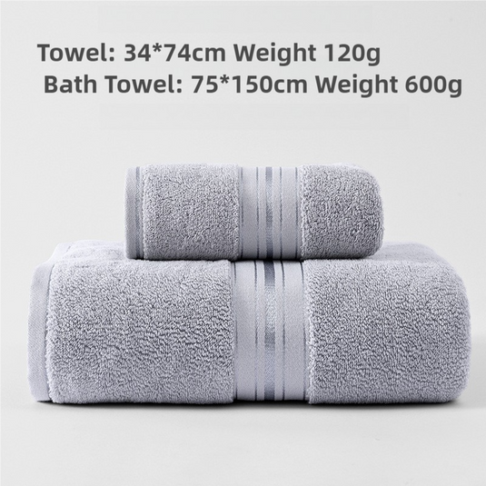 Translation missing: en.Grey Luxury Cotton Towel Set(Towel + Bath Towel) - Quick Dry, Extra Thick &amp; Absorbent, Perfect for Bath &amp; Beach