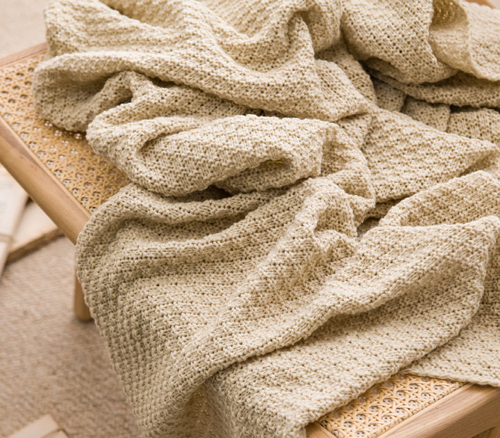 Translation missing: en.Beige 110cm x 150cm Soft Tassel Throw Blanket for Sofa or Bed, Cozy  Casual Blanket for Office Nap, Minimalist Bed End Cover