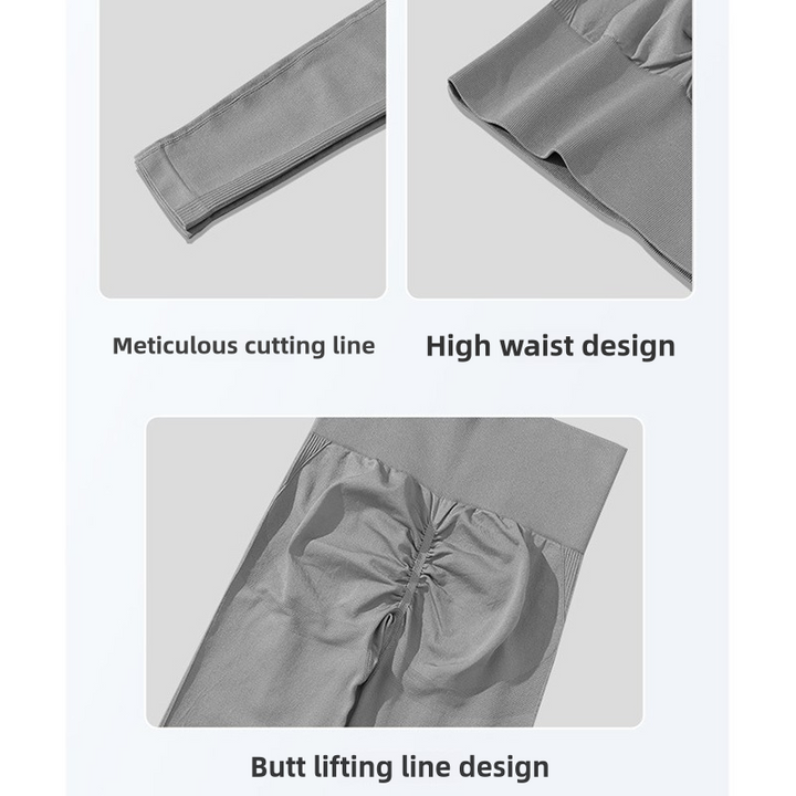 Translation missing: en.Black Size M High-Waisted Butt-Lifting Seamless Yoga Leggings for Women - Knitted Fitness Pants