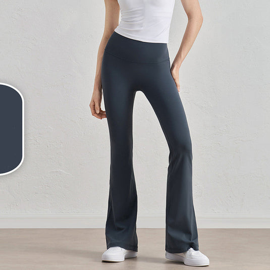 Translation missing: en.Oil Blue High-Waisted Lycra Yoga Bell-Bottom Pants for Women – Tummy Control &amp; Butt Lifting