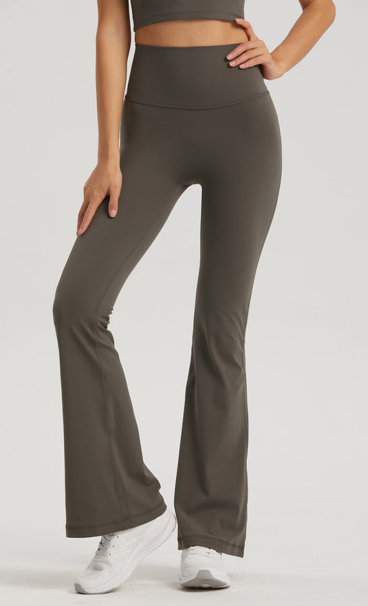 Translation missing: en.White High-Waisted Lycra Yoga Bell-Bottom Pants for Women - Tummy Control &amp; Butt Lifting