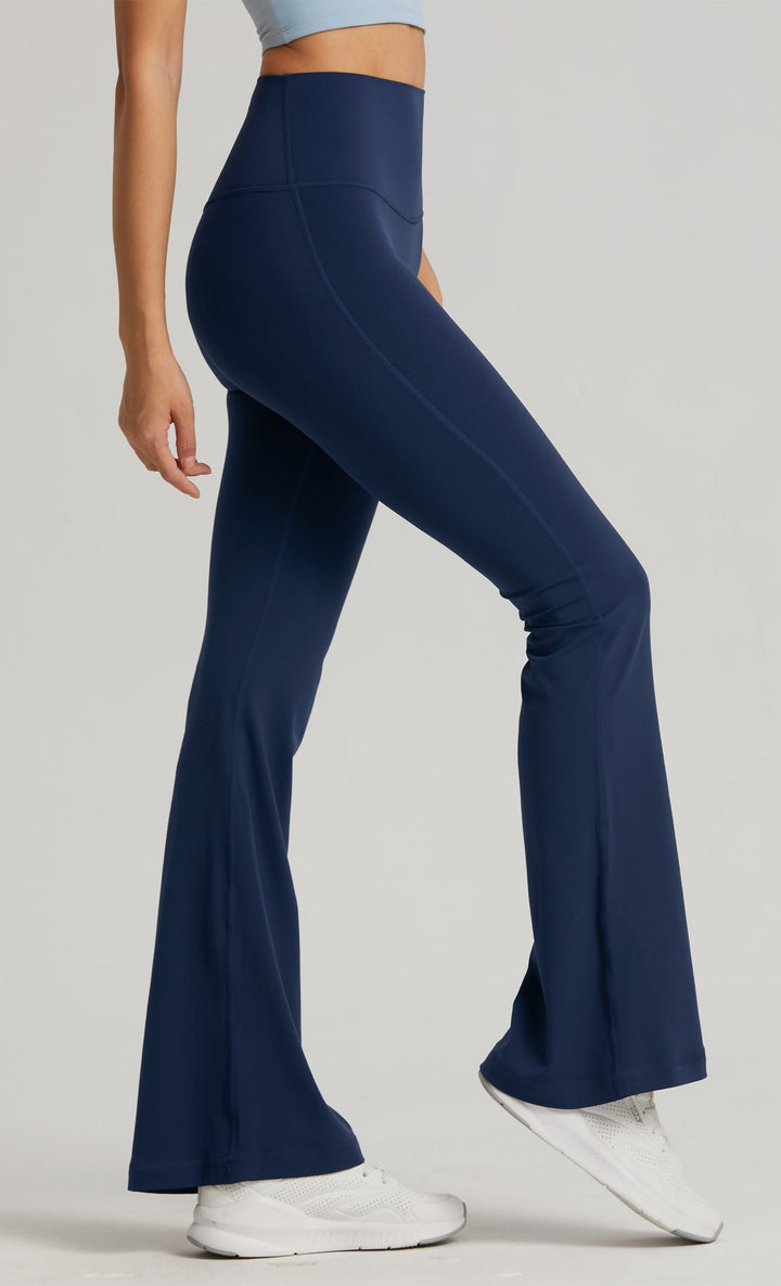 Translation missing: en.White High-Waisted Lycra Yoga Bell-Bottom Pants for Women - Tummy Control &amp; Butt Lifting