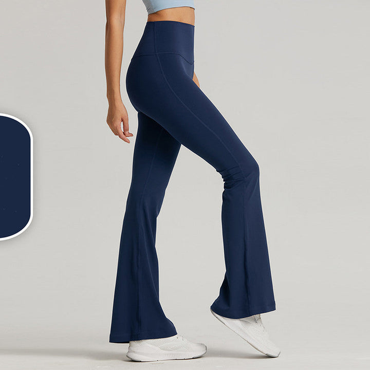 Translation missing: en.Dark Blue High-Waisted Lycra Yoga Bell-Bottom Pants for Women - Tummy Control &amp; Butt Lifting