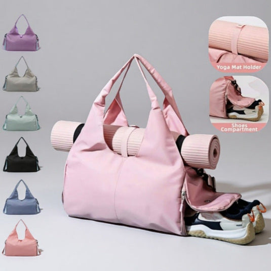 Translation missing: en.Grey Stylish Women's Travel Bag - Large-Capacity Fitness &amp; Yoga Bag with Separate Shoe Compartment