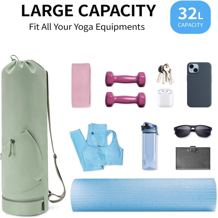 Translation missing: en.Black Professional Yoga Mat Carrying Bag - 31 Inch Large Capacity Fitness Storage Pouch with Adjustable Shoulder Strap and Accessory Pocket - Fits Mats up to 10mm Thickness
